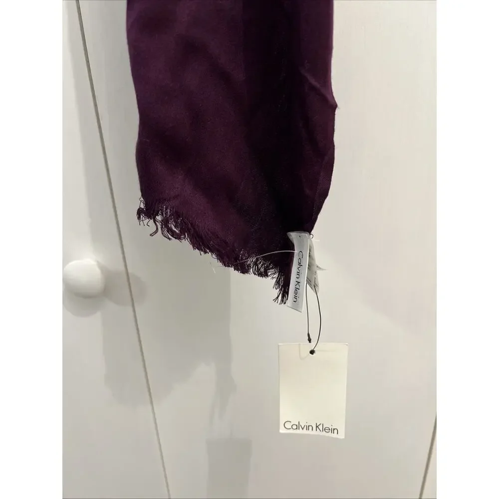 Calvin Klein Women's Solid Satin Finish Pashmina Scarf ~ AUB Color‎ Purple/Plum